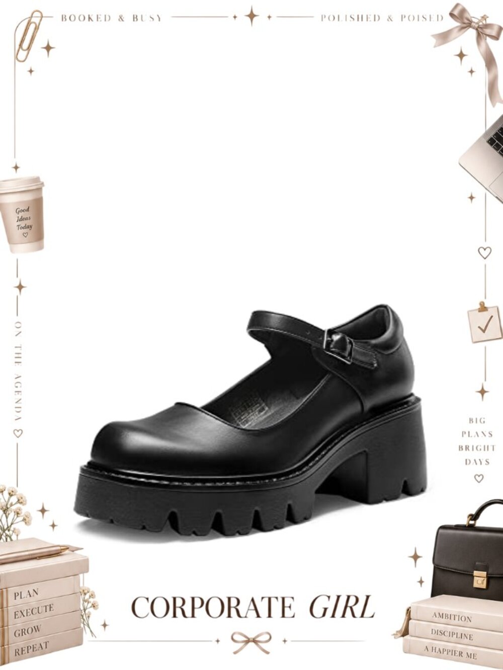 Women's Platform Mary Jane Pumps Chunky Block Heel Round Toe